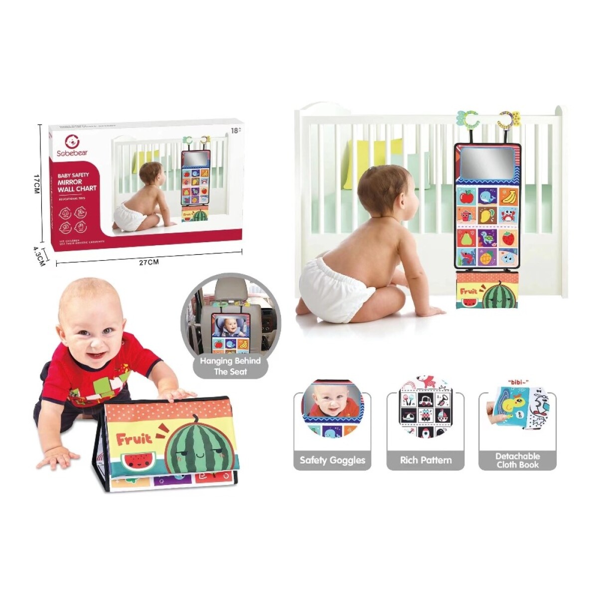 Libro Textil Sobebear YL102270 Plegable para Bebè 