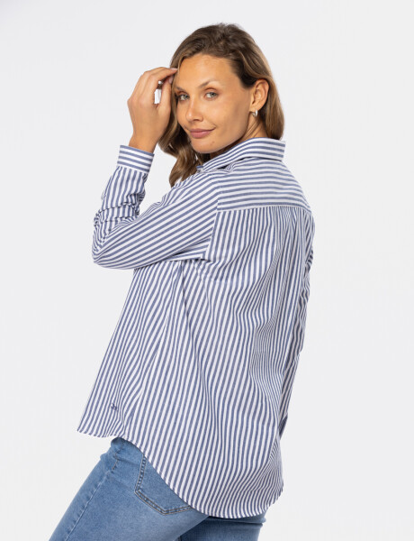 CAMISA HOLGADA RAYADA Azul