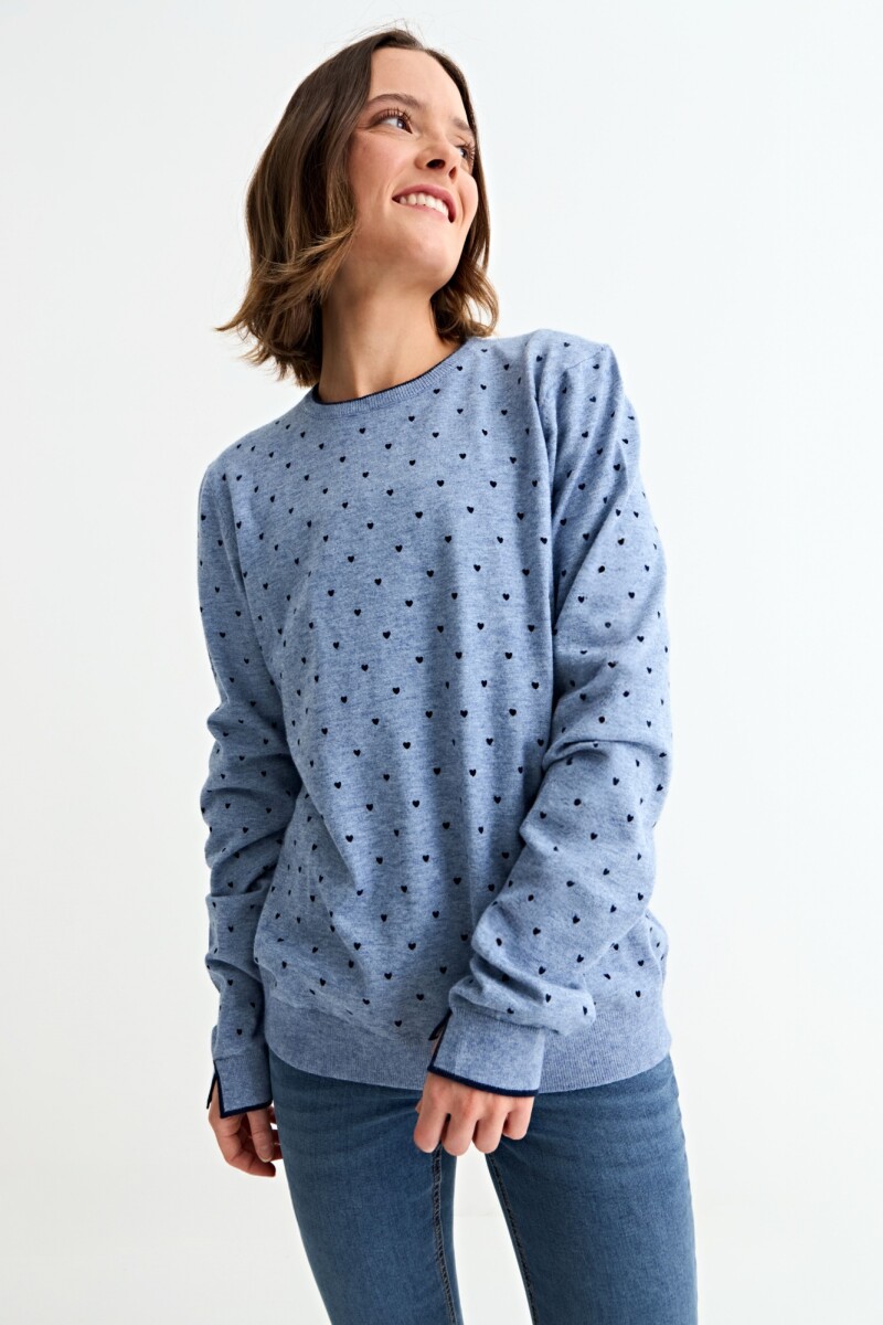 Sweater corazones - Celeste 