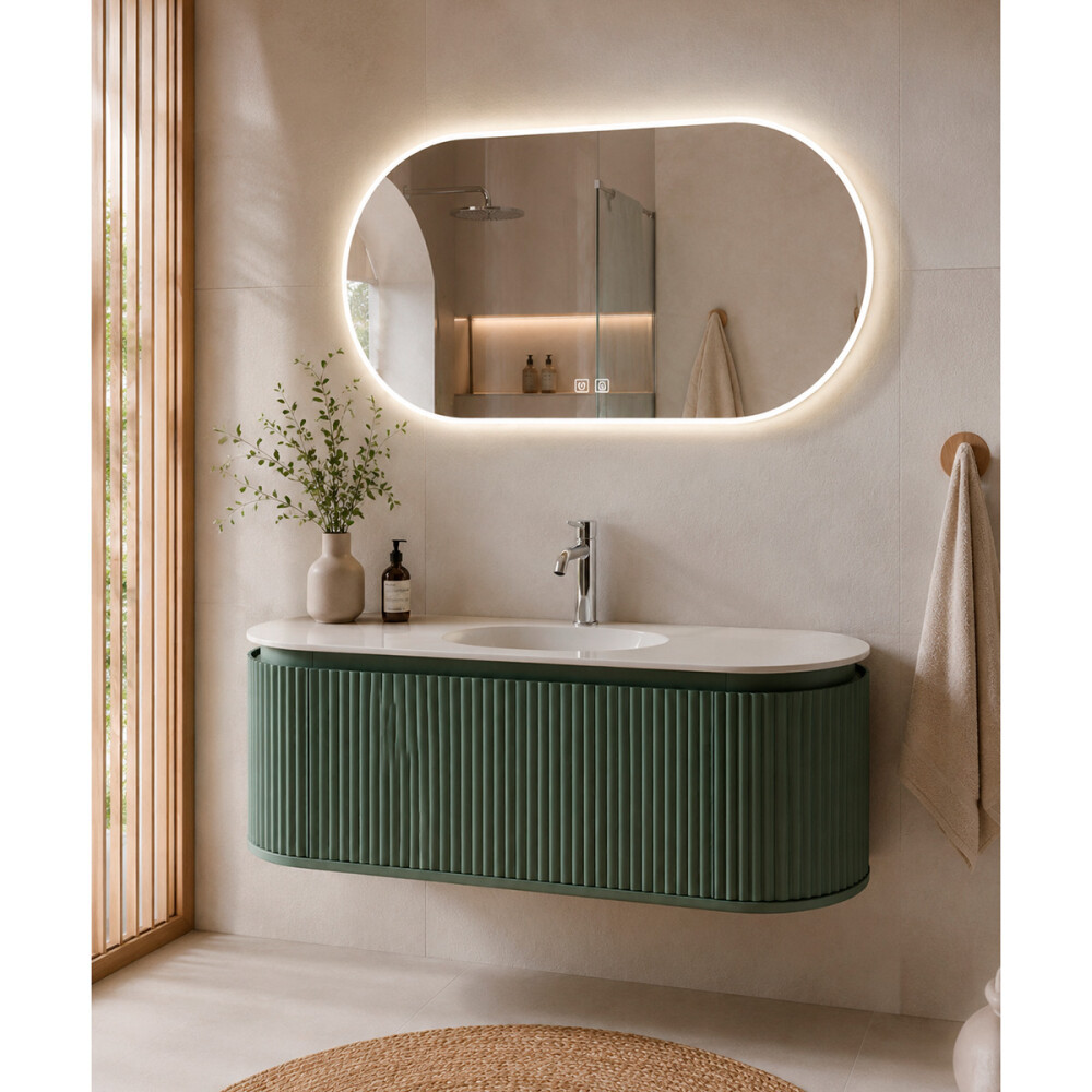 CONJNTO DE BAÑO HABITARE MODELO LT6004-100 / MUEBLE PVC+ BACHA + ESPEJO CIRCULAR C/ LUZ LED - 100 cm Conjnto De Baño Habitare Modelo Lt6004-100 / Mueble Pvc+ Bacha + Espejo Circular C/ Luz Led - 100 Cm
