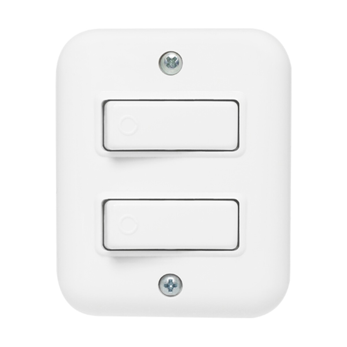 INTERRUPTOR UNIPOLAR DOBLE 10AMP. C/ROSETA. BLANCO 