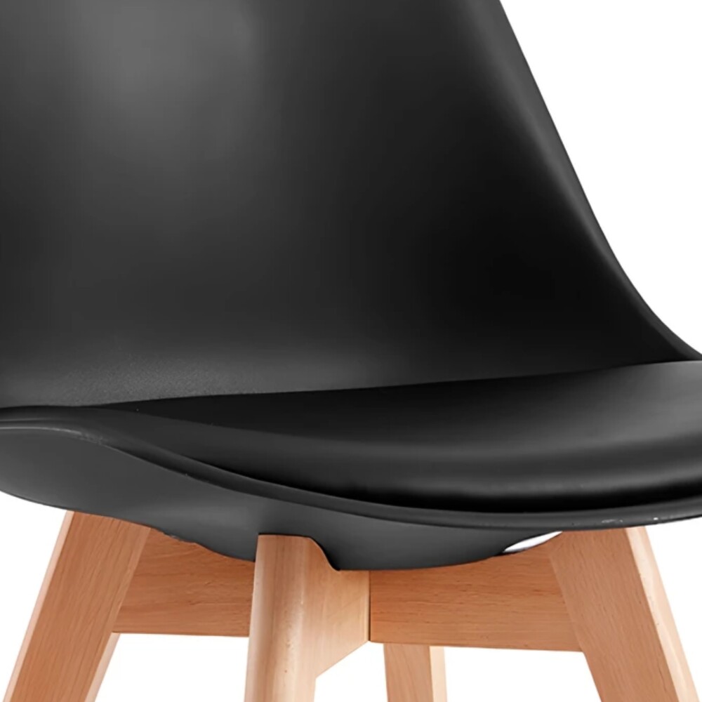 Juego de Comedor 6 Sillas Eames acolchada 120 Negro