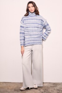 Polera Texturada Multi Celeste