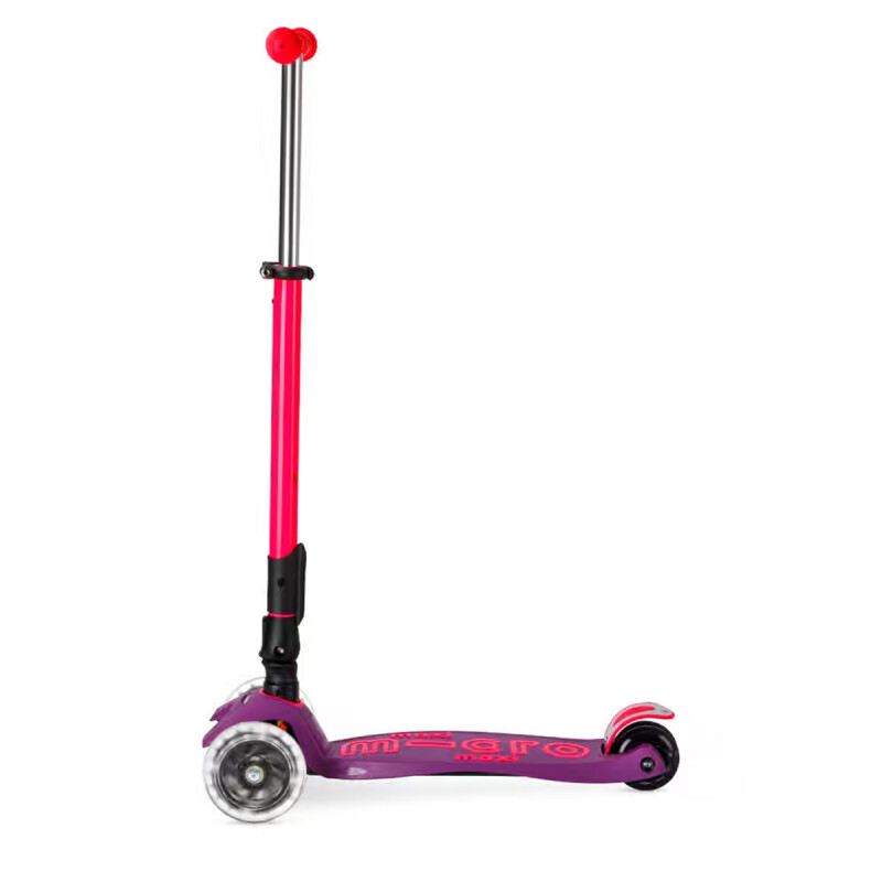 Monopatín Maxi Micro Deluxe Neón Led Plegable Rosa