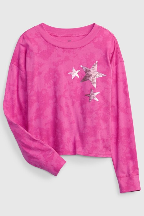 Remera Gráfico Manga Larga Niña Phlox Pink 17-2627 Tcx