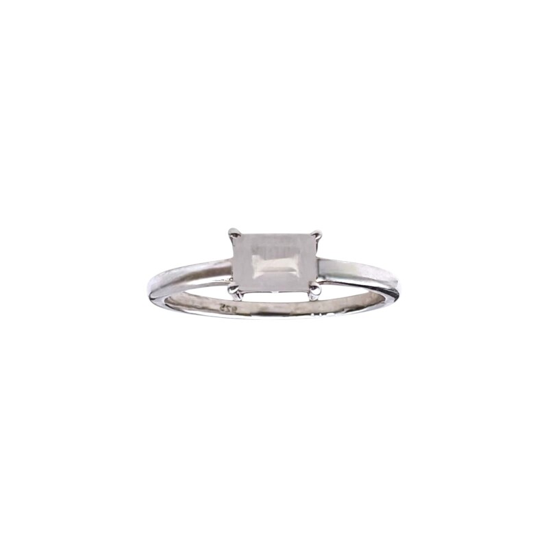 Anillo Cuadrado-Plata rodinada-Piedra Luna-AN2022 conpiedra