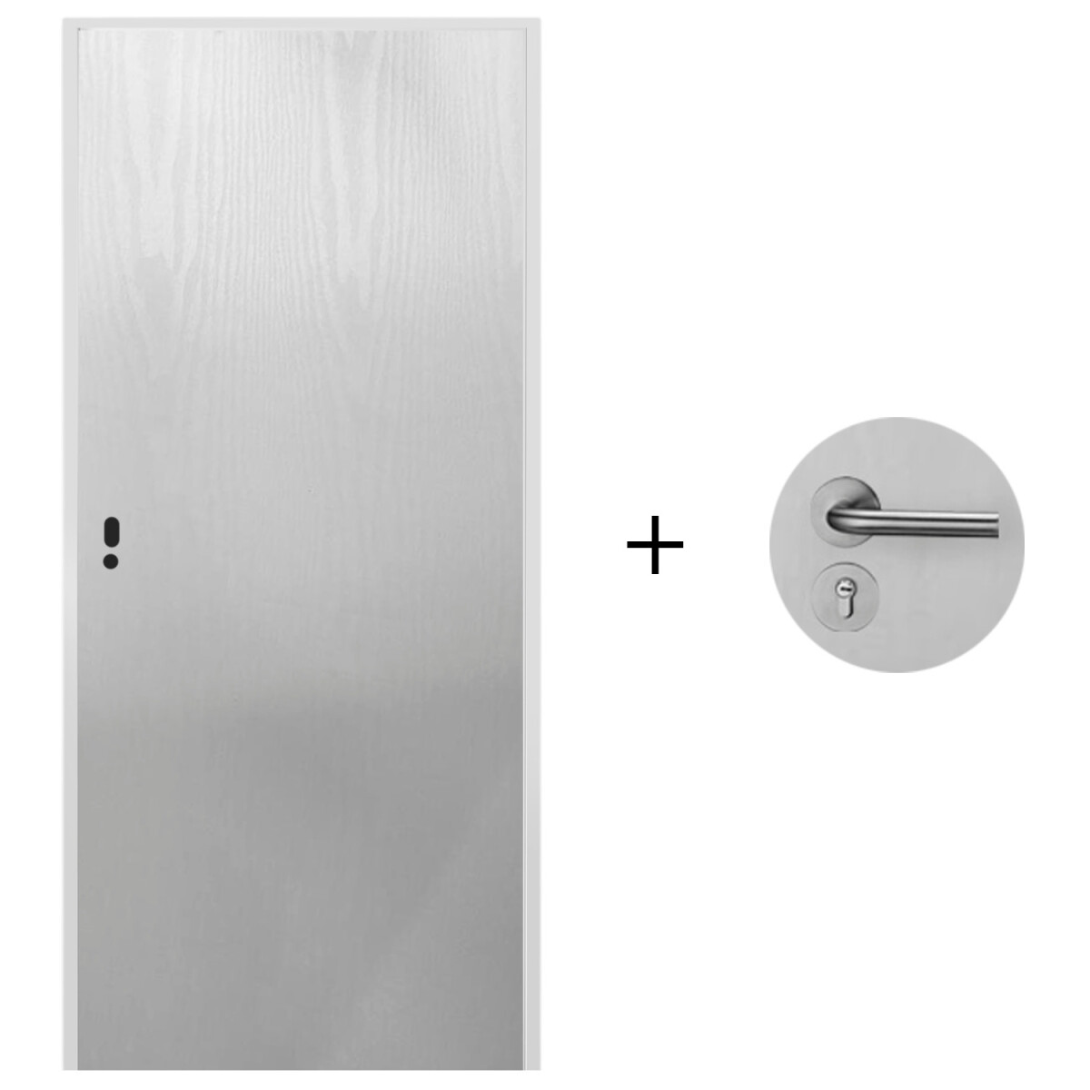 Puerta Desarmada Interior en MDF con Marco y Cerradura Lumax - Blanca tramada Herraje Plateado 