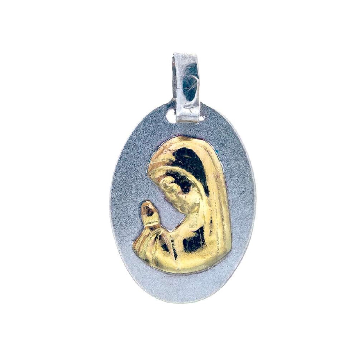 Medalla de plata 925 y double en oro 18 ktes - Virgen Niña 