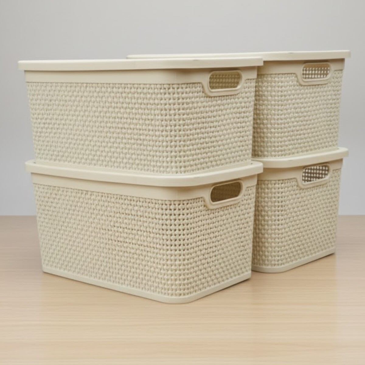 Set x4 Caja simil ratán 15 lts - BEIGE 