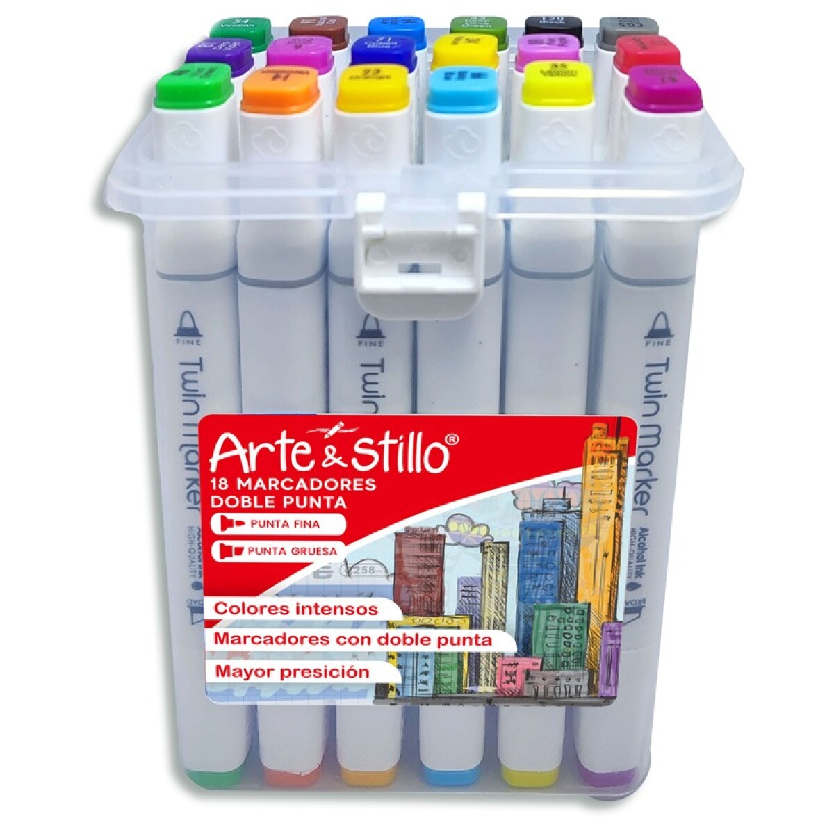 MARCADOR SKETCH GRUESO DOBLE PUNTA ARTE Y ESTILLLO X18 HR0124 