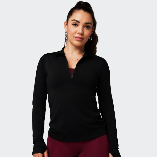 Remera Fabletics Manga Larga Feather Tech Negro