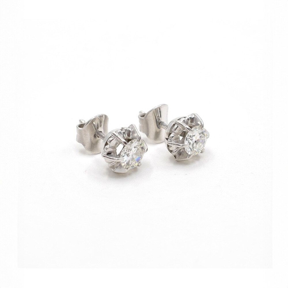 Caravanas En Oro 18K Blanco Y Brillantes 1.20 Ct Caravanas En Oro 18K Blanco Y Brillantes 1.20 Ct