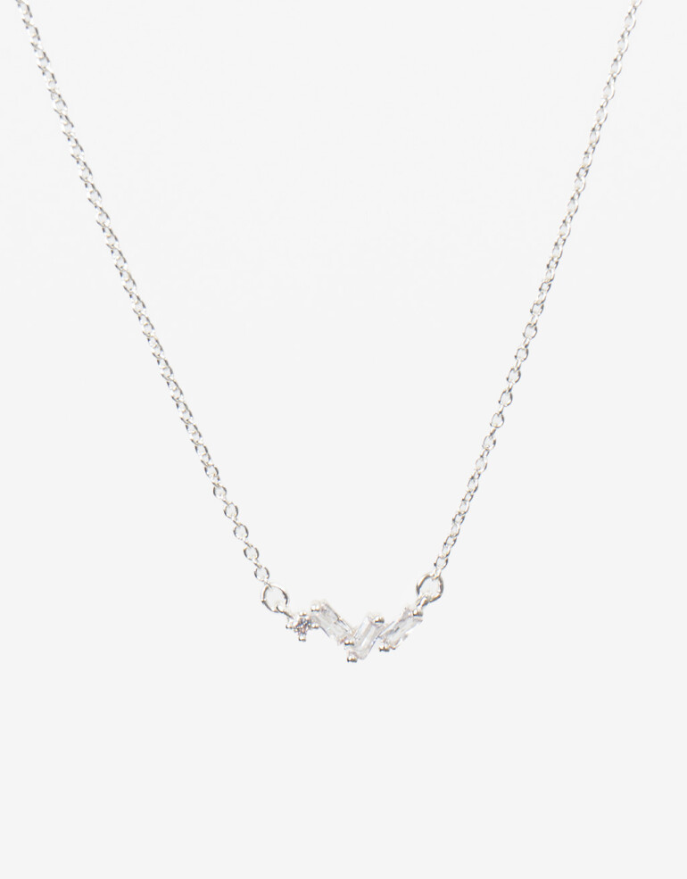 Cadena Corta con Dije Strass Collar Con Dije Cubic Zirconia - Plateado