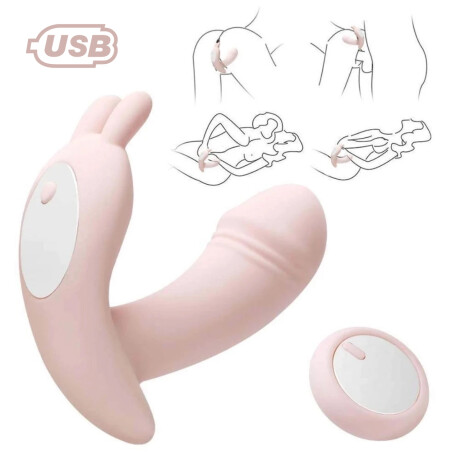 Vibrador Doble Estímulo A Control Remoto Y Carga USB Rosa