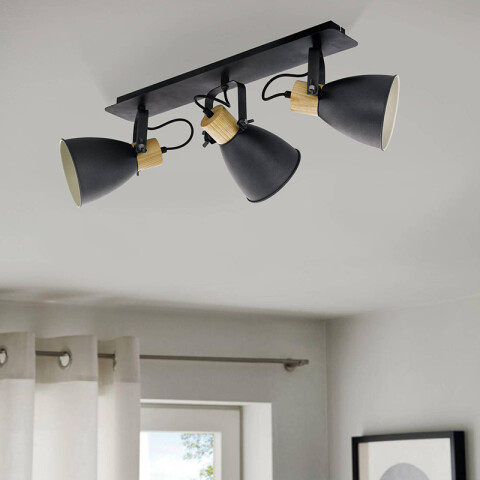 Spot de 3 luces E27 campanas acero negro COSWARTH EG4071