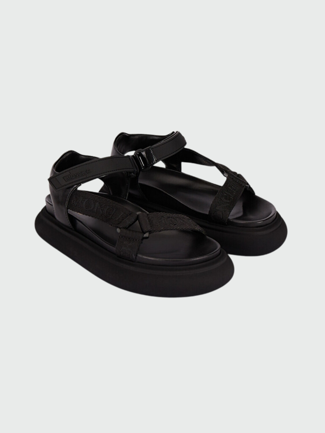 Moncler -Sandalias de goma con tiras ajustables, Catura Negro
