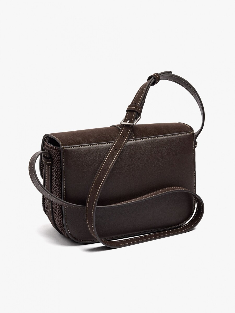 Bolso Bandolera Con Solapa Efecto Rafia marron