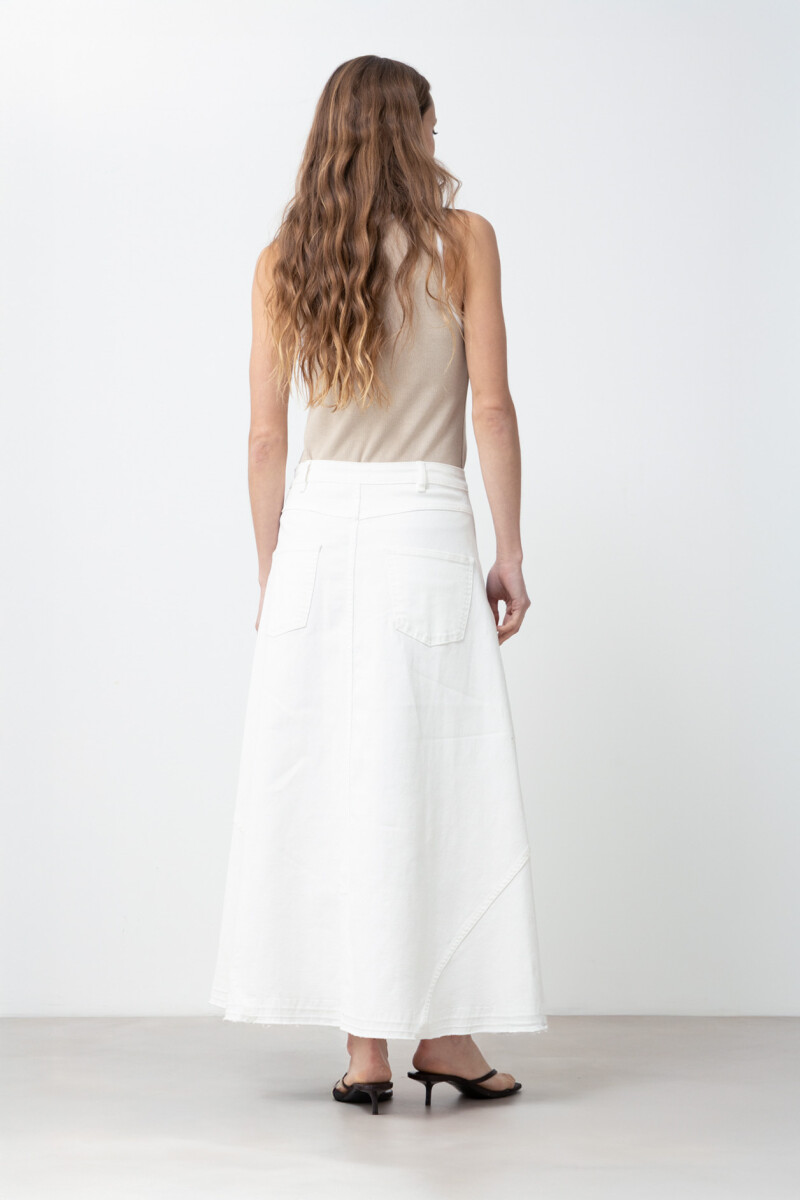 Maxi falda de jean con cortes blanco