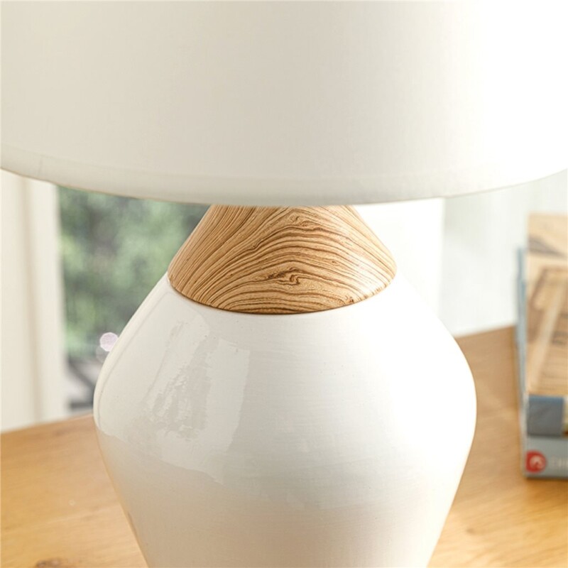 LAMPARA PORCELANA SIMIL MADERA D22x37CM BLANCA LAMPARA PORCELANA SIMIL MADERA D22x37CM BLANCA