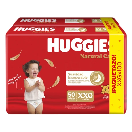 Pañales Huggies Natural Care XXG Unisex x 100 Pañales Huggies Natural Care XXG Unisex x 100