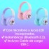 Auriculares Vincha Bluetooth Inalambricos Luces Microfono Variante Diseño Oso Celeste