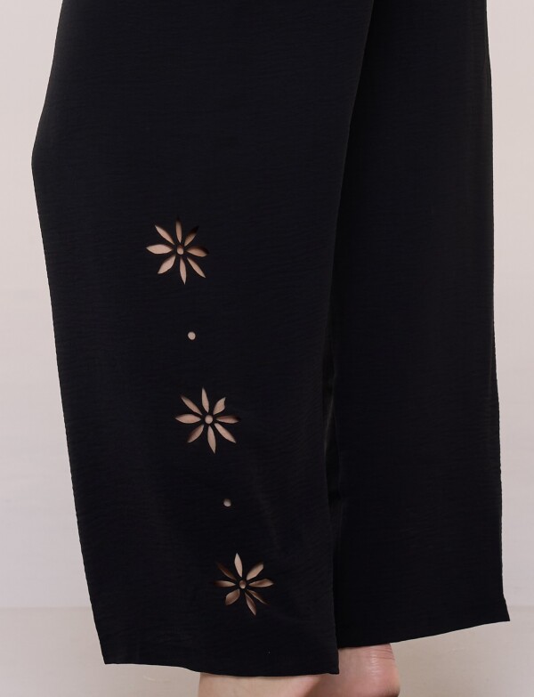 Pantalon Fluído Con Lateral Calado NEGRO