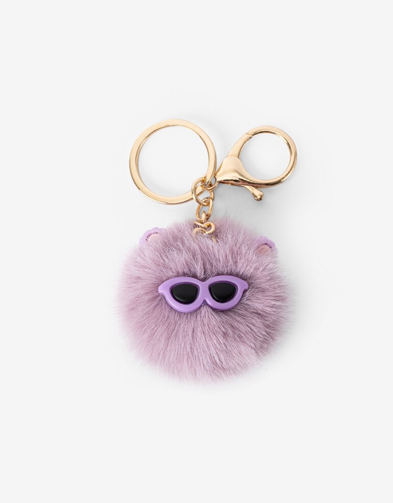Llavero Cozy Llavero Y Bag Charm Pompón De Peluche - Rosa Claro