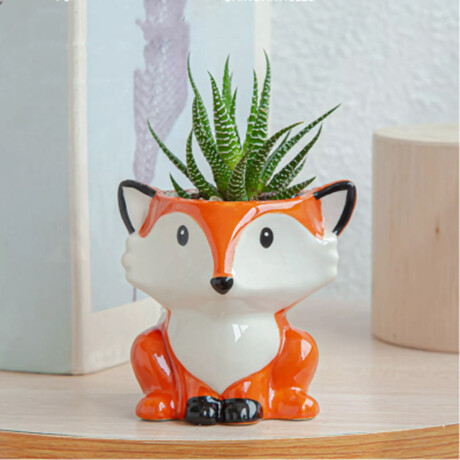 Maceta de ceramica zorro naranja Naranja