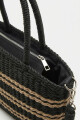 Bolso tejido rayas negro