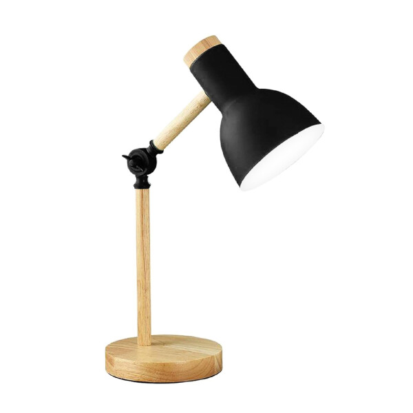 Lampara de Escritorio Nordica Articulada de Metal y Madera Color Negro Lampara de Escritorio Nordica Articulada de Metal y Madera Color Negro