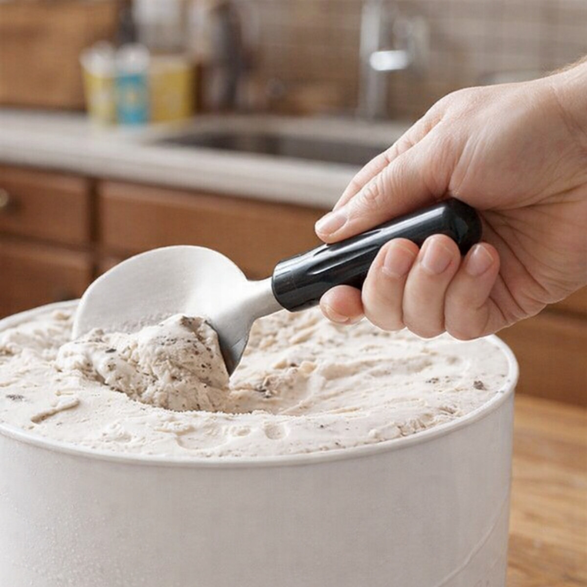 Cuchara Pala para Helado 22 cm Negro Acero Inoxidable 