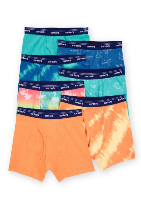 Pack siete calzoncillos boxer de algodón, diseño tropical Sin color