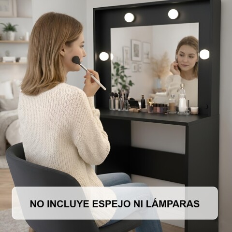 Tocador de Maquillaje Vanity 3 Cajones Para Personalizar y Porta Lámparas (Sin espejo) - Negro Tocador de Maquillaje Vanity 3 Cajones Para Personalizar y Porta Lámparas (Sin espejo) - Negro