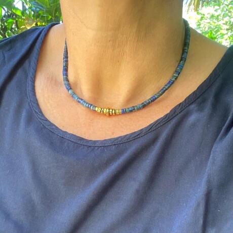 Collar DELFIN en acero, hematita y piedras naturales Collar DELFIN en acero, hematita y piedras naturales