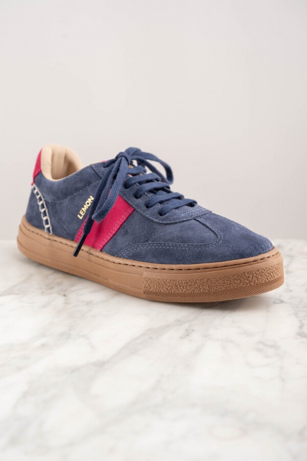 Zapatilla Combinada Gamuza Azul