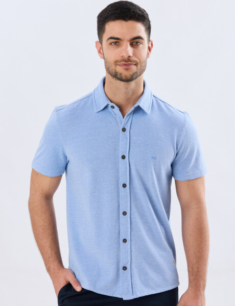 CAMISA PIQUÉ LISA Celeste
