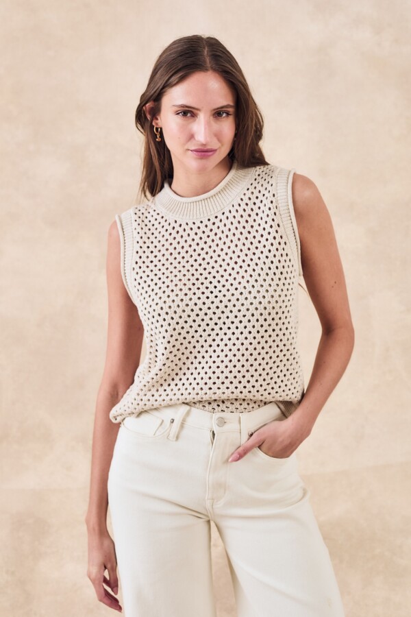 Top Calados Lurex Beige Melange