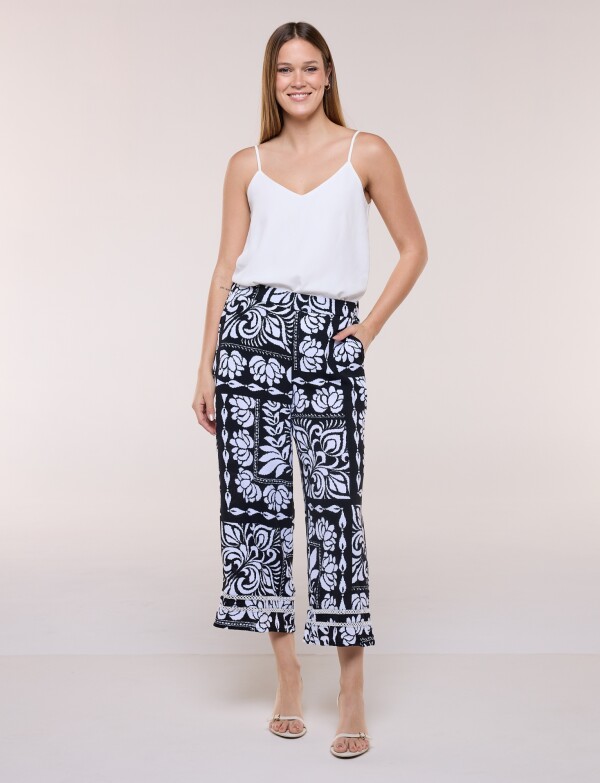 Pantalón Crop Printed NEGRO/BLANCO