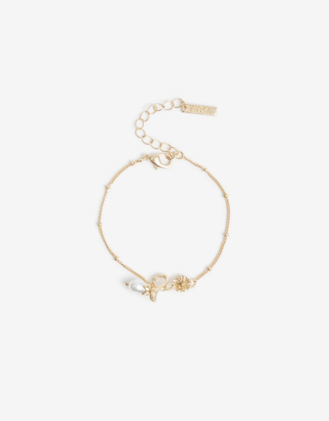Pulseras Flexibles Metal Pulsera Con Dije Margarita - Dorado