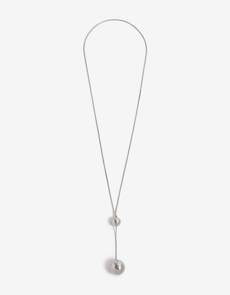 Collares Largos Metal Collar Largo Bolón - Plateado Rodio
