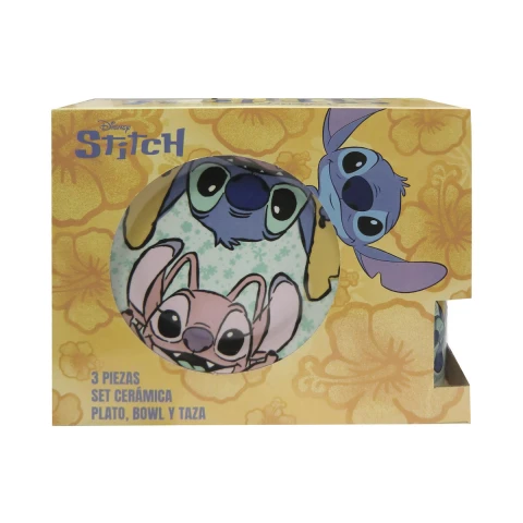 Set X3 de Cerámica Infantil Stitch Plato, Taza y Bowl U