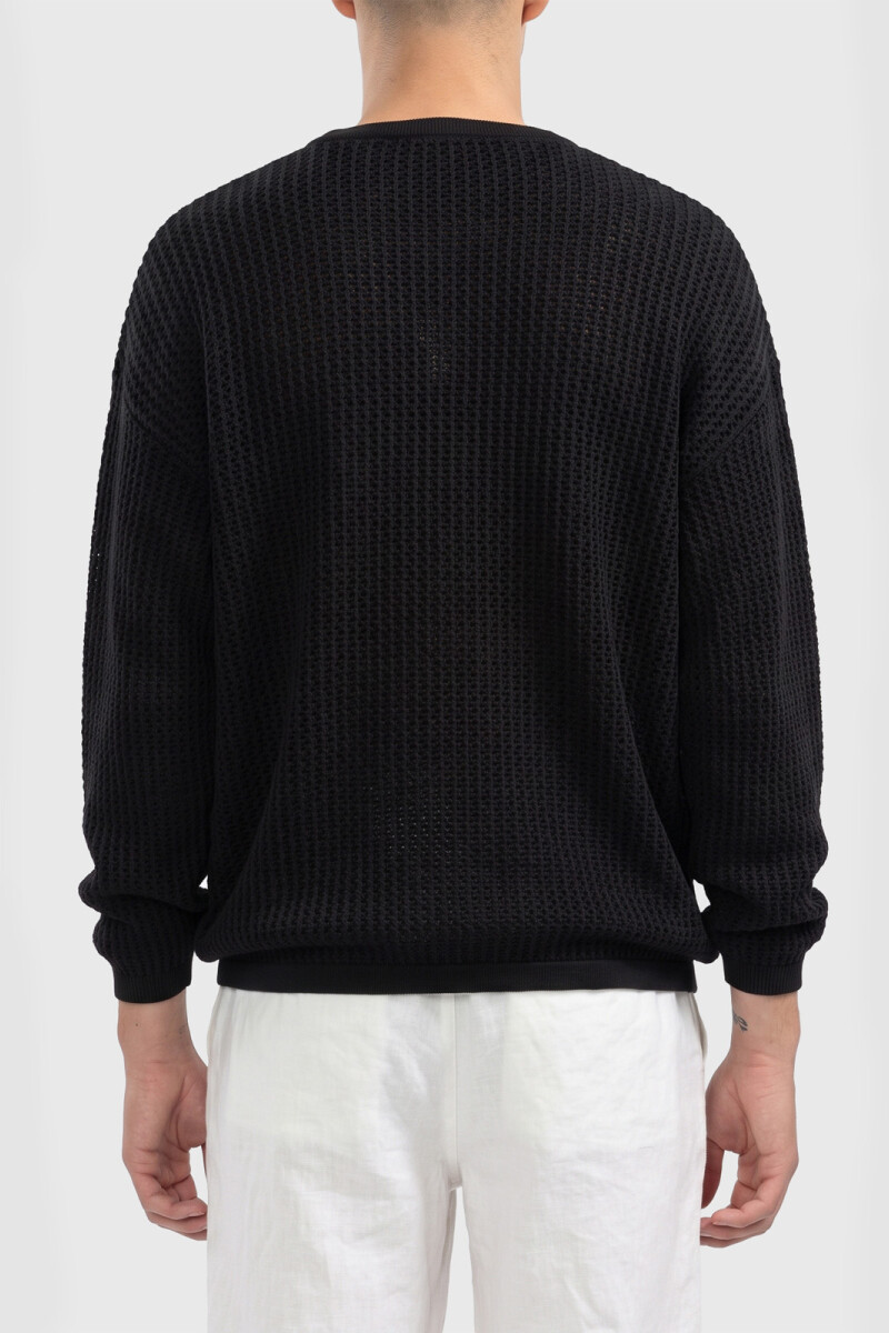 LONG SLEEVE KNITTED SHIRT Black