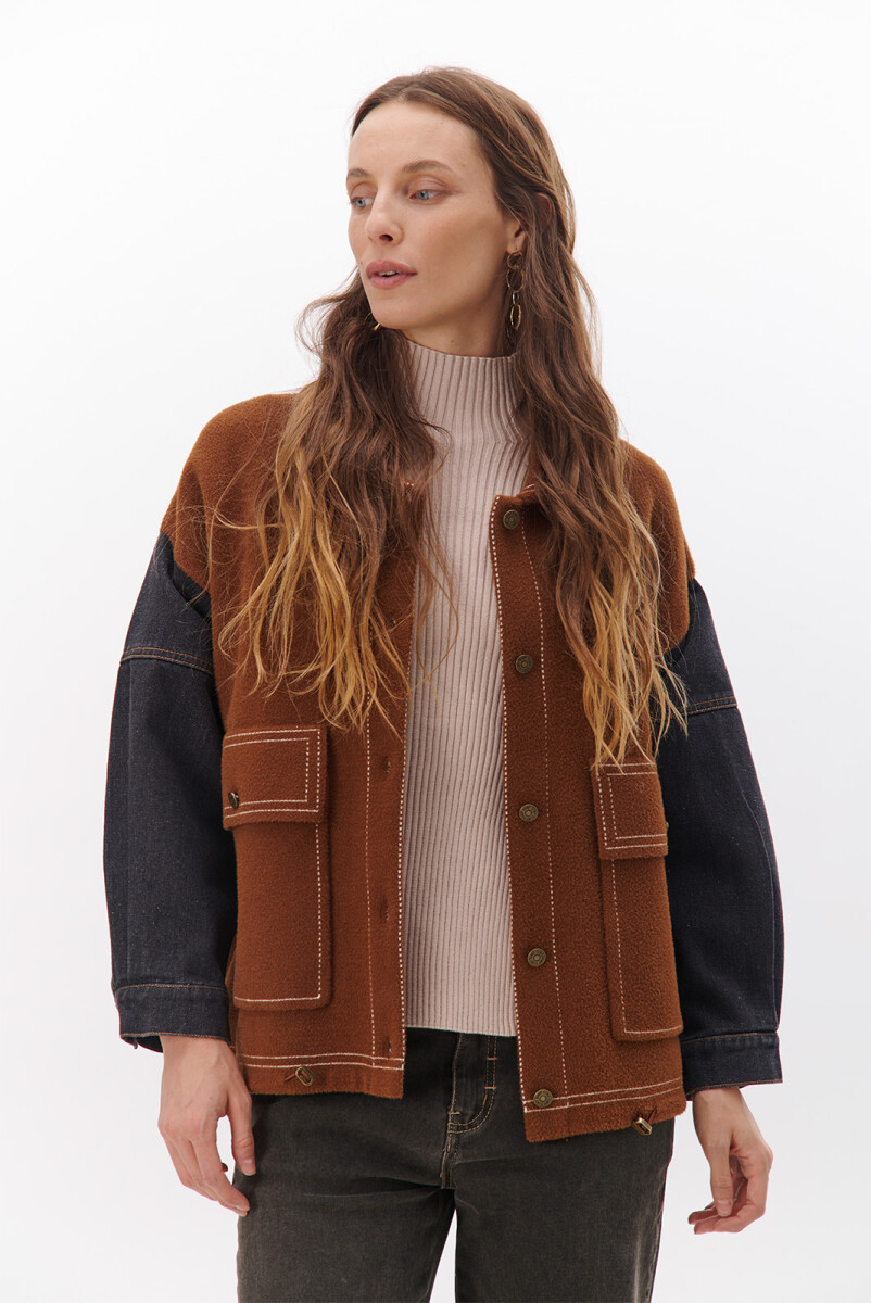 CAMPERA DENIM MESH - CARAMELO 