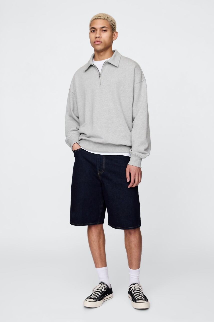 Buzo Deportivo Sin Felpa Medio Cierre Hombre Light Heather Grey