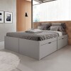Cama Madera Maciza Con Cajones - 2 plazas - Linea Beauty Gris