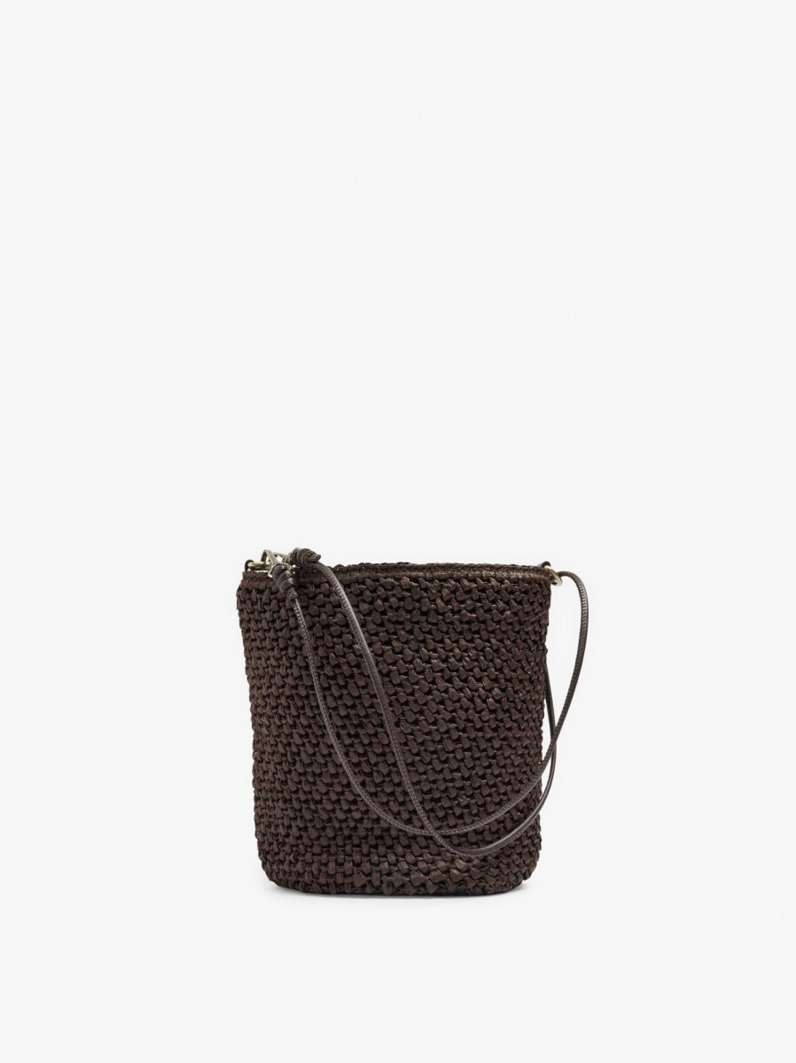 Bolso Bandolera Efecto Rafia Con Asa Versátil - marron 