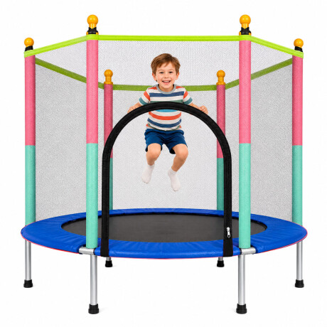 Cama Elástica Infantil Diametro 140cm Con Red De Seguridad Azul