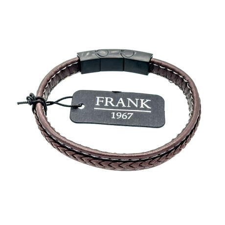 Pulsera de cuero y acero, FRANK. Pulsera de cuero y acero, FRANK.