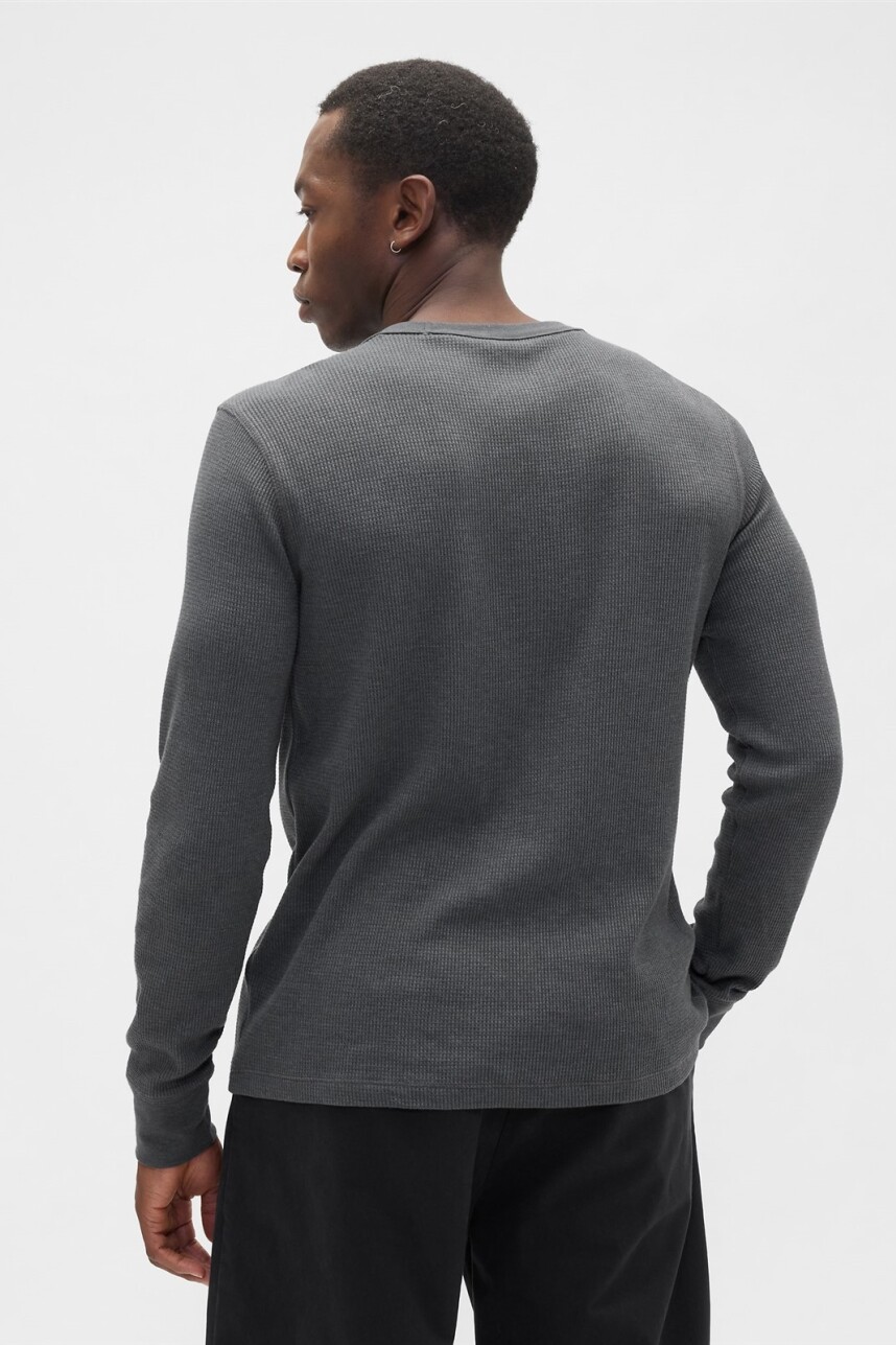 Remera Waffle Hombre B65 Dark Heather Grey