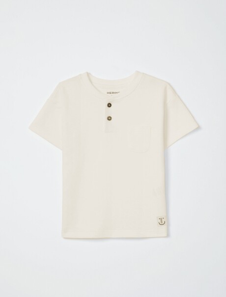 CAMISETA INFANTIL CON BOLSILLO Y BOTONES BEIGE